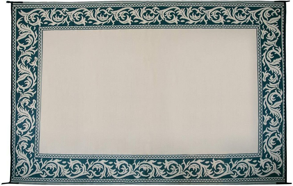Green Scroll Border Outdoor Patio Deck RV Mat 6 x 9 ft Reversible Rug ...