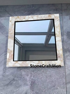 Natural White Quartz Wall Mirror Agate Bathroom Wall Hanging Christmas Sale