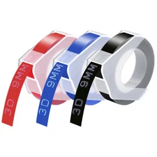 3PK Black Red Blue for Dymo Xpress Label Makers 3D Plastic Embossing Tapes 3/8"