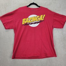 Bazinga The Big Bang Theory Mens Red T Shirt TV Show Series Size Large L