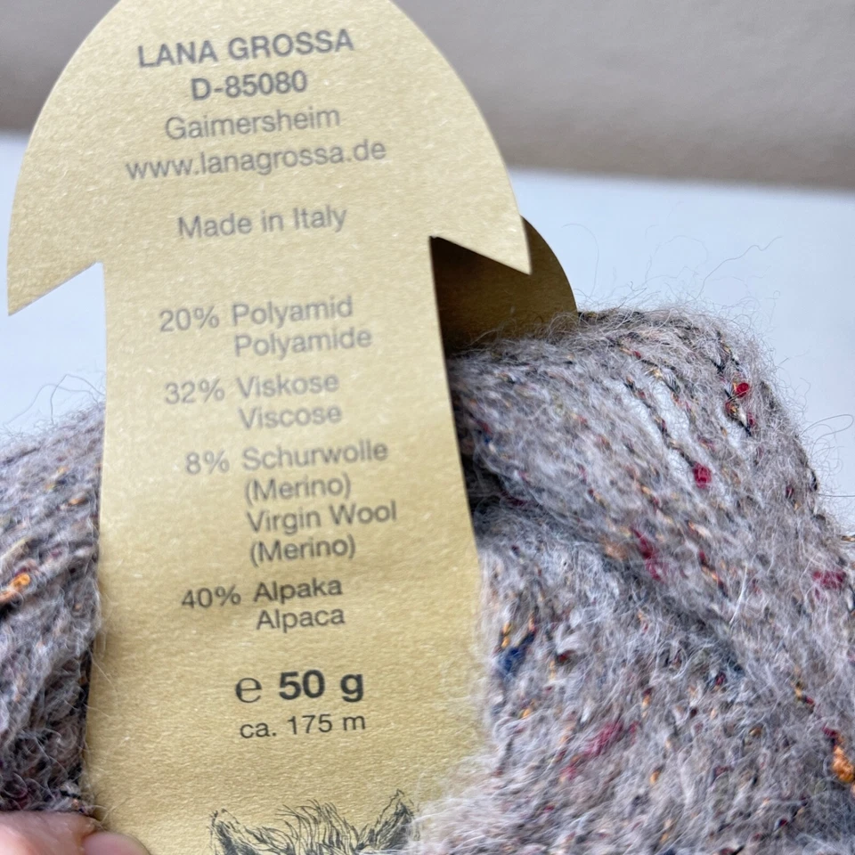 Lana Grossa Peru Tweed Yarn Color 002 Soft Gray with Multicolor Flecks NWT - Image 4 of 4
