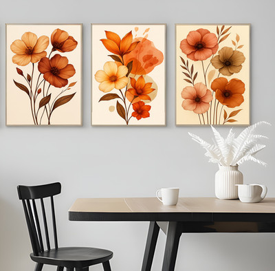 3er Set detailliert realistisch Broun Blumen Botanik Poster Kneipe Kunstdruck A3 A4 A5