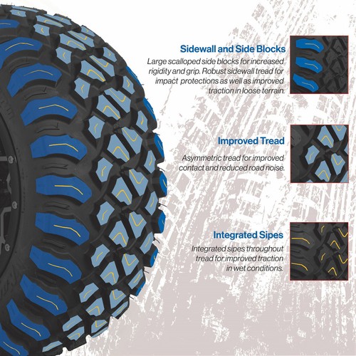 Set of 4 GTW 12" Spyder Black/Machined Golf Cart Wheels on 20X10-12 A/T Tires - Picture 6 of 7