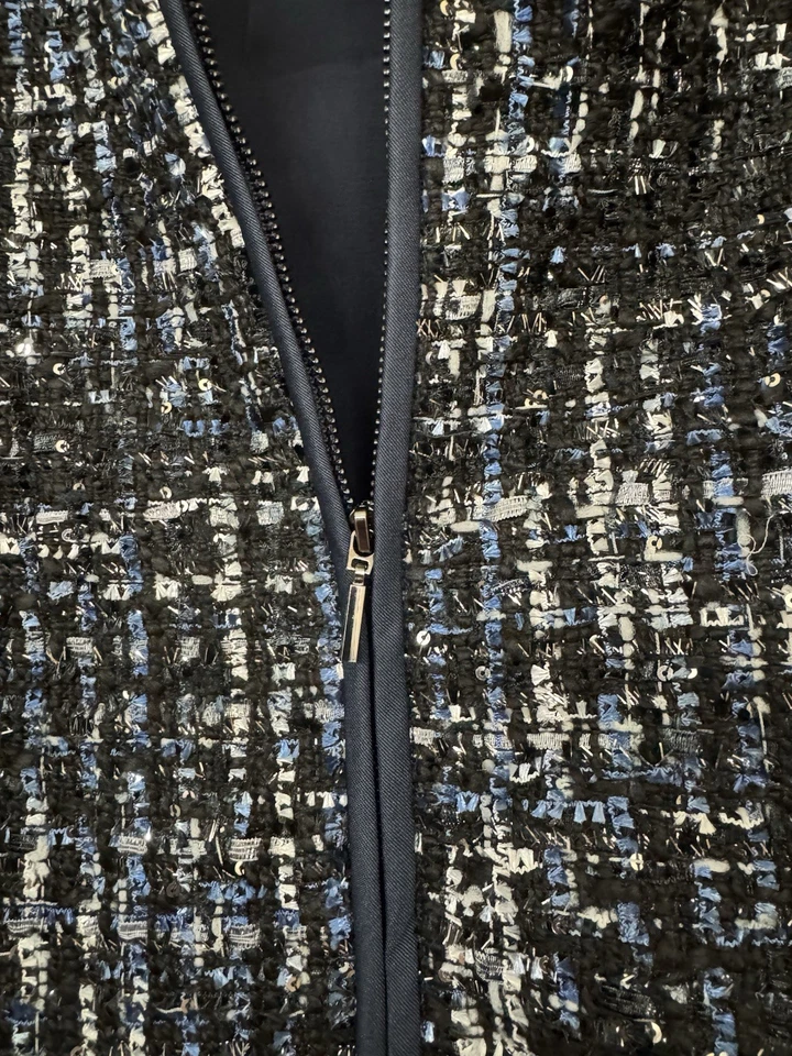 Chaqueta de tweed para mujer Armani Collezioni, talla 10, azul y negro Foto 3 de 3