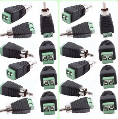 20PCS Phono RCA Male Plug TO AV Screw Terminal Video AV Balun Connector