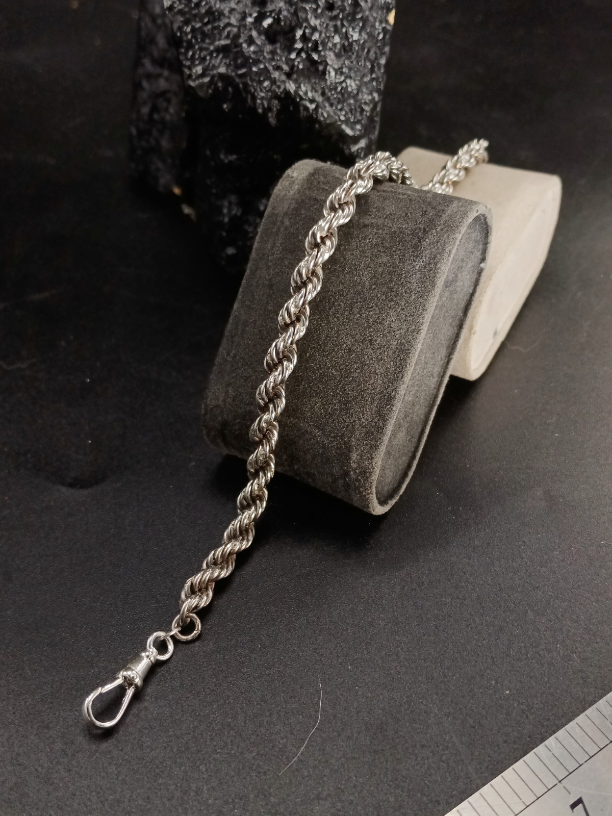 Sterling Silver Rope Bracelet Large Chunky Vintage Albert Clasp 9inch 28g image 3