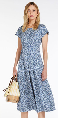 Weekend Max Mara Cotton Midi Dress - Blue White Print - Size 38 (US 4)