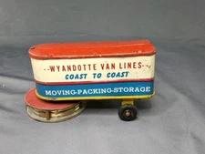 Vintage Toy Tin Wyandotte Van Lines Coast To Coast Trailer