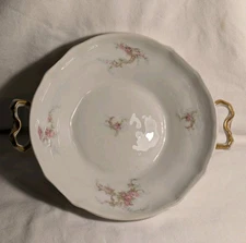 French Limoges JPL Pink Roses Gold  Covered Dish Ribbon Bow Pillsburg PA No Lid