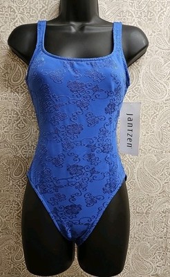 Vtg Late 1980's/1990's Jantzen Women's Swimsuit  New w/ Tags Blue Tone On Tone 
