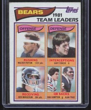 1982 Topps #292 Walter Payton / Gary Fencik / Margerum / Dan Hampton / Alan Page