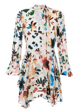 Alice + Olivia Moran Silk Drop Waist Burnout Sheer Mesh Mini Dress Womens XS S