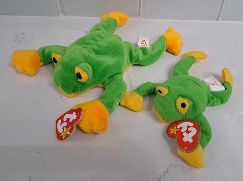 2 LOT Vintage 1997 Ty Beanie Babies SMOOCHY the Frog + McDonald's Mini New NWT