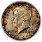 1964 50c Kennedy Half Dollar - Colorful Original Toning - BU - SKU-H3664