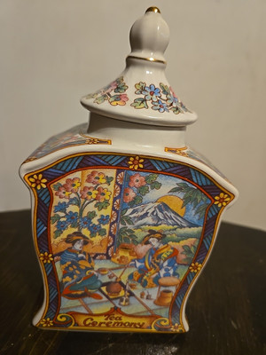 Vintage WINDSOR Bone China  England TEA CEREMONY 7''h  Lidded Tea Jar(#4)