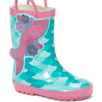 NIP Lilly of New York Mint Pink Mermaid Rain Boots 10.5