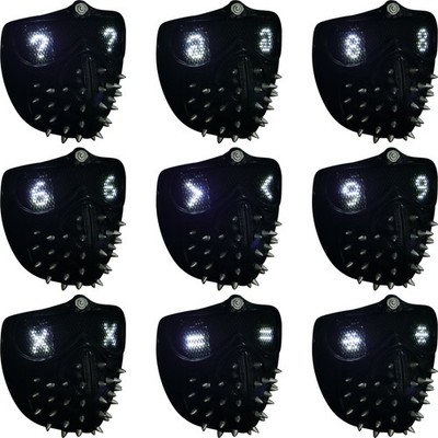Watch Dogs 2 Marcus Wrench Rivet LED Face Mask Remote Control Halloween Props