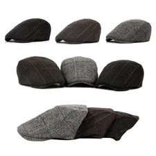 Men's Vintage Plaid Gatsby Cap Newsboy Cabbie Golf Driving Flat Cap Beret Hat