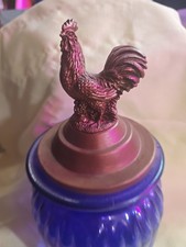 Colbalt Blue Ribbed Cannister with Pewter Colored Chicken Topper