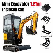 MMS 1.2Ton Mini Excavator with Enclosed Cab Engine | Free Attachments
