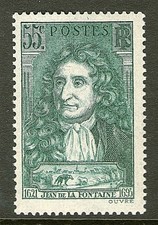 TIMBRE N° 397  - JEAN DE LA FONTAINE - 1938  FABULISTE DU XVII