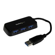 Image of StarTech.com Portable 4 Port SuperSpeed Mini USB 3.0 Hub - Black~Portable 4 Port