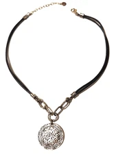 Vintage Silpada Sterling Silver Sunburst Filigree Pendant Black Cord Necklace