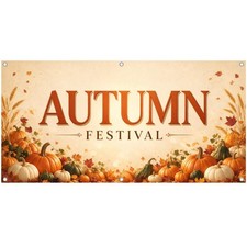 Autumn Festival Vinyl Banner Rustic Fall Harvest Welcome Sign Pumpkin Patch