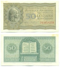 ARGENTINA NOTE 50 CENTAVOS (1952) BOSIO-MORALES SUFFIX B B# 1904 P 261 XF