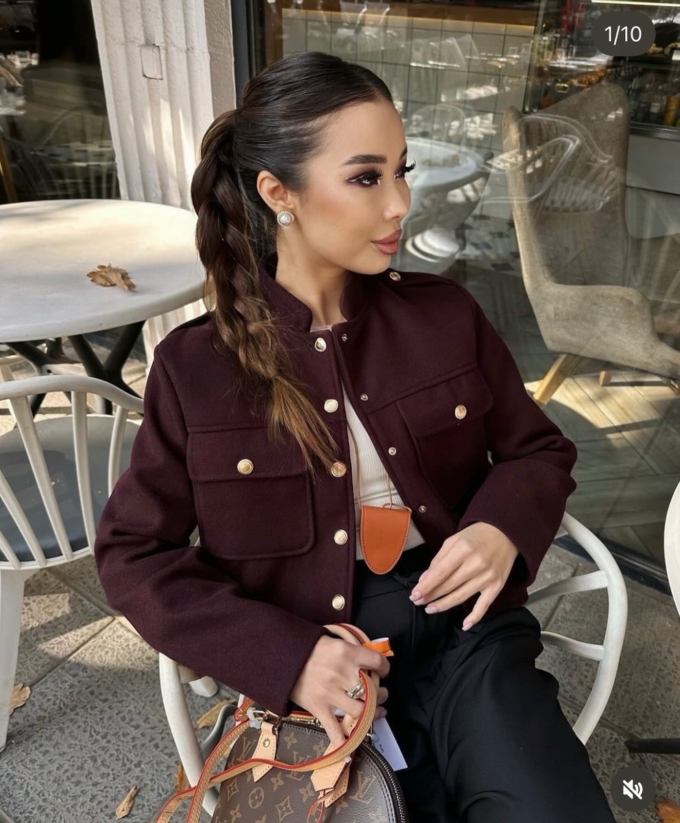 ZARA NEW WOMAN SOFT SHORT JACKET BURGUNDY Size S 3046/292 UK