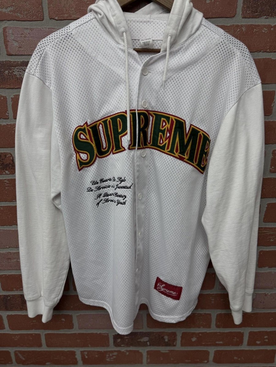 Supreme White Mesh Jersey Hoodie Size Medium 100% Authentic | eBay