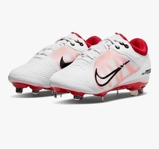 Nike Hyperdiamond 4 Elite Metal Softball Cleats White/Red women Size 11