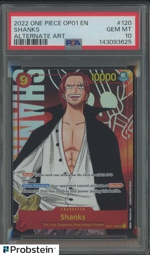 2022 One Piece OP01 EN #120 Shanks Alternate Art PSA 10 GEM MINT