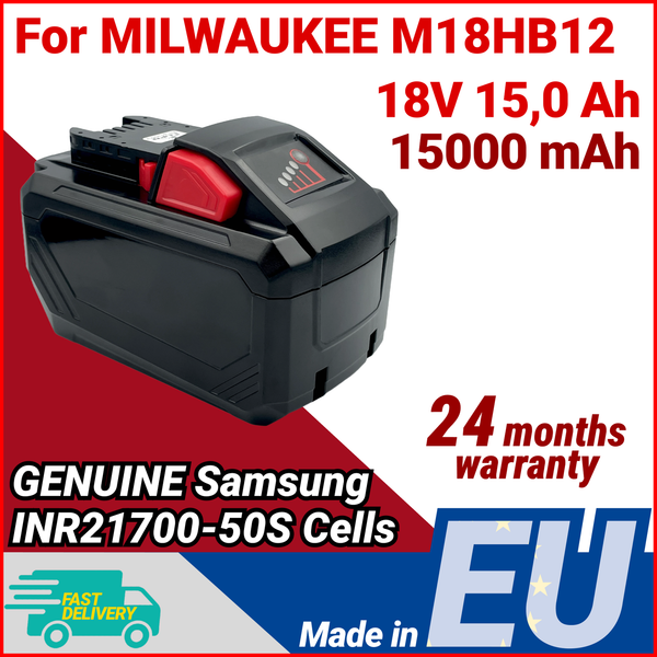 Ersatz-Akku Milwaukee M18 15.0 Ah 15000 Mah 18V - Samsung 21700 Zellen-image