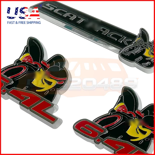 3X Zinc Alloy 6.4L Super SCAT PACK Bee Emblem Fender Trunk Lid 3D Badge Sticker - product listing photo