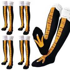 4 Pair 25.6 Inch Chicken Leg Socks,Crazy Funny Chicken Leg Socks for Women Men,N