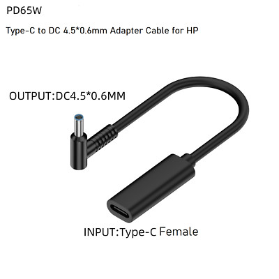 USB C to DC 4530 Adapter 20V Type-C Female PD Power Adapter for Laptop HP DELL