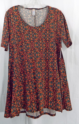 Camiseta para mujer LuLaRoe Perfect S negra roja naranja verde floral nueva con etiquetas - Imagen 3 de 3