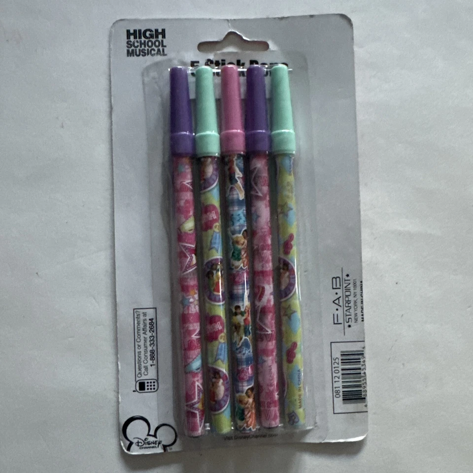 Pacote com 5 canetas bastão NOS Disney High School material de escritório musical tinta preta média - Imagem 2 de 2