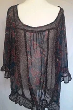 Pure Energy Floral Sheer Blouse Size 2