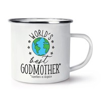 World's Best Godmother Emaille Becher Tasse Muttertag Toll Geburtstag