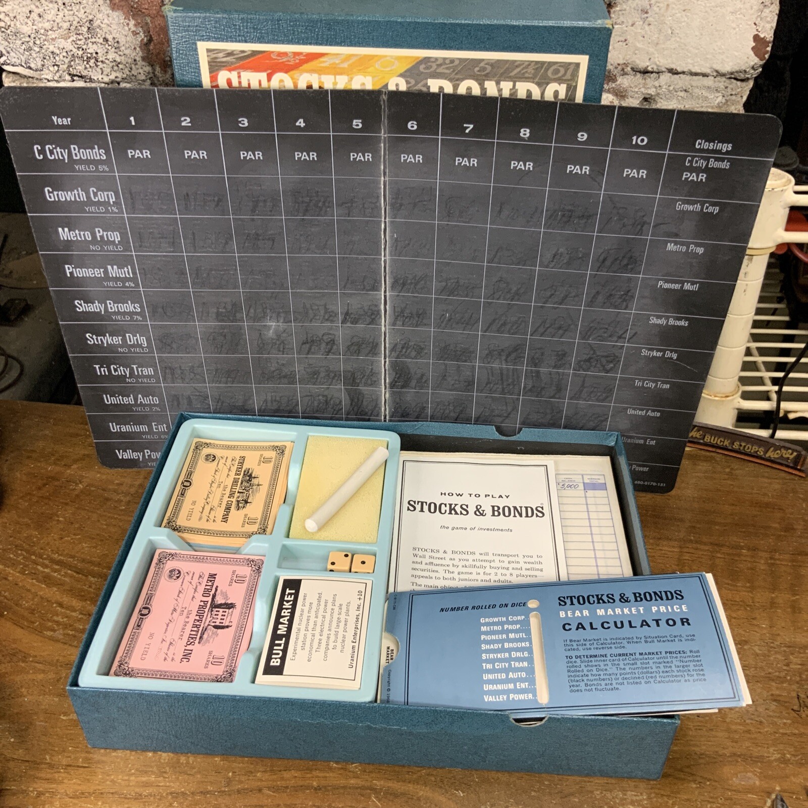 Stocks and Bonds Bookshelf Market Investment Board Game 1964 3M Company