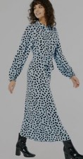 New Look Blue Spot Midi Maxi Length Shirt Dress Sz.6