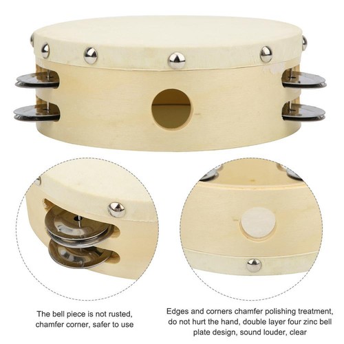 6 Inch Double Row Tambourine Handheld Musical Toy for Kids Educational Fun - Picture 3 of 11