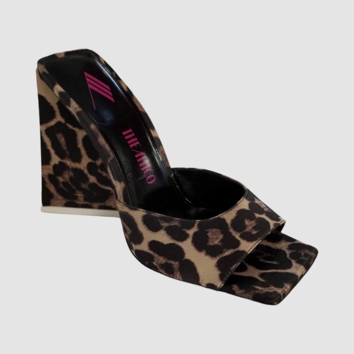 $790 The Attico Women Brown Devon Leopard Slide Heel Mule