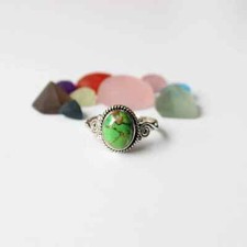 Solid 925Sterling Silver Natural Green Turquoise Ring Stone Jewelry For Her R 83