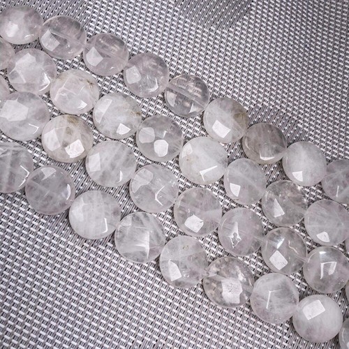 16x16MM Natural Stone Flat Round Faceted Loose Beads For DIY Jewelry Making 15'' - Picture 20 of 30