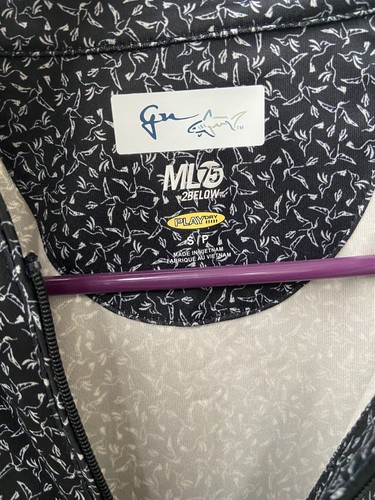 Greg Norman Black Hummingbird Printed Tulip Short Sleeve Golf Polo Women's Small - Picture 3 of 5