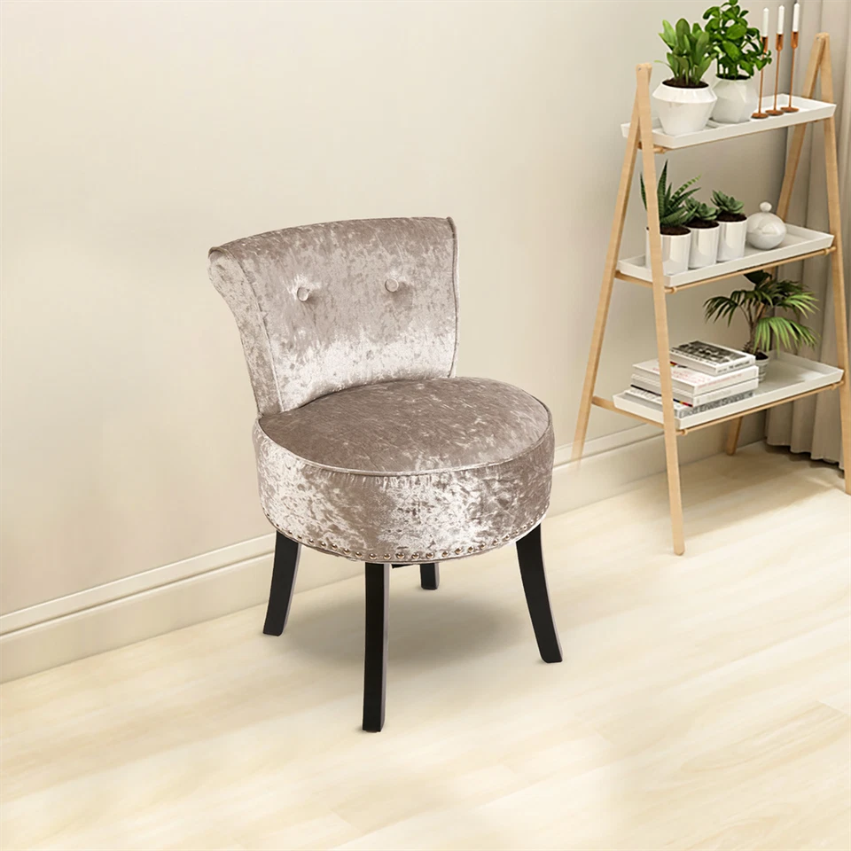 XXL Schminkhocker Sitzhocker Silber Schminktisch Hocker Luxus Samt MDF Polster  - Bild 4 von 4