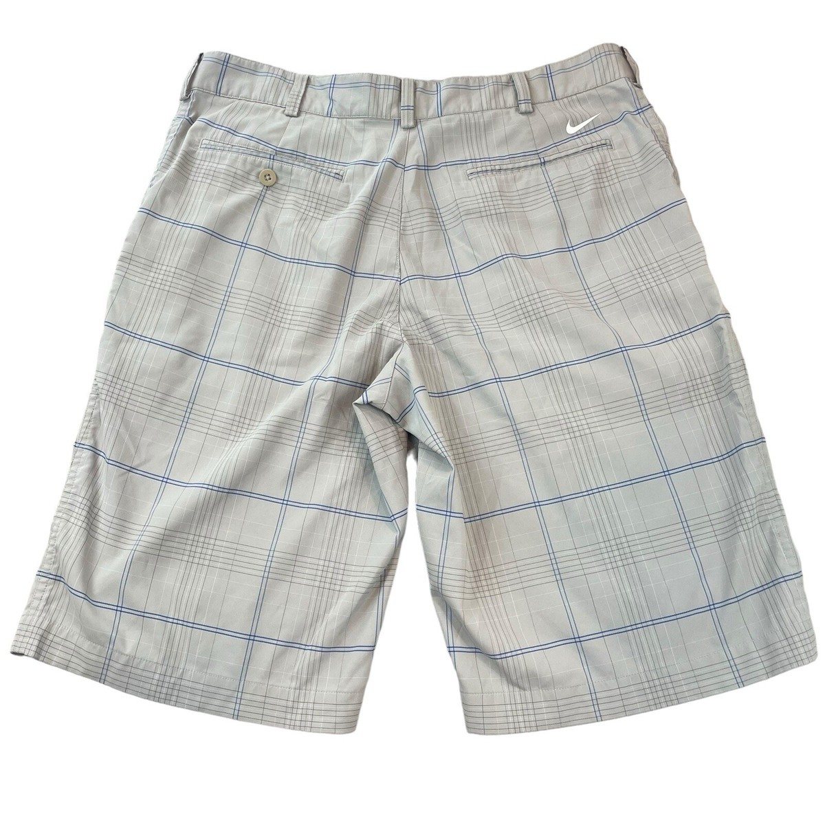 E 2296【ゴルフ美品グレー34インチ】ナイキゴルフ　チノショーツ Nike Golf Shorts Mens 34 Gray Blue Plaid Chinos 11